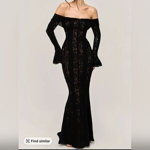 Elegant Black Lace Off-Shoulder Dress